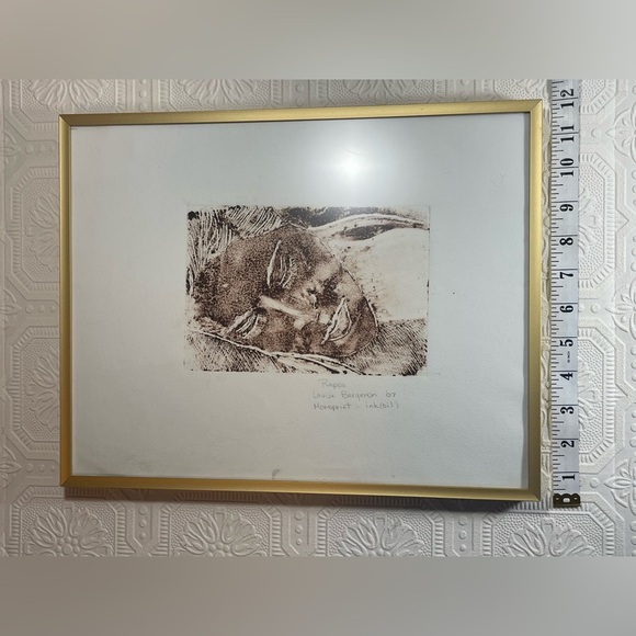 Female Black Brown and White Portrait Monoprint Painting Signed Dated by Artist. - Picture 9 of 11